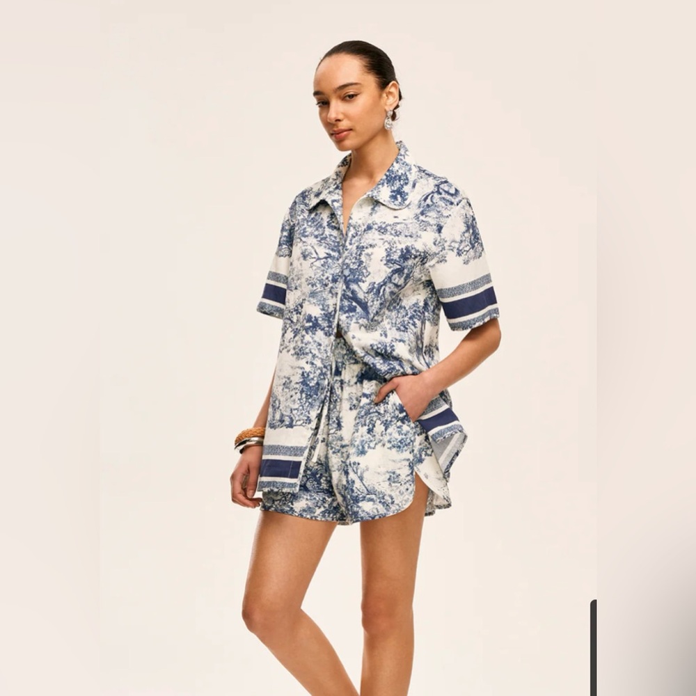 Printed Contrast Trim Shorts Sets size Small - Picture 2 of 6